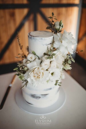 Wedding cake set up at Ottimo House in the Rosewood Room