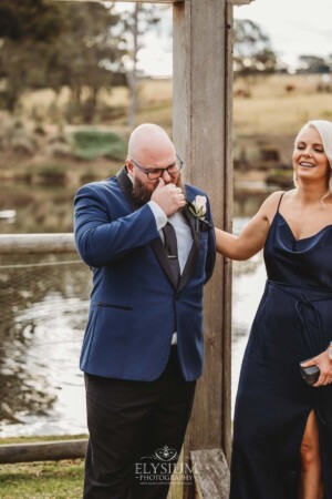 A groom gets emotional at seeing his bride for the first time