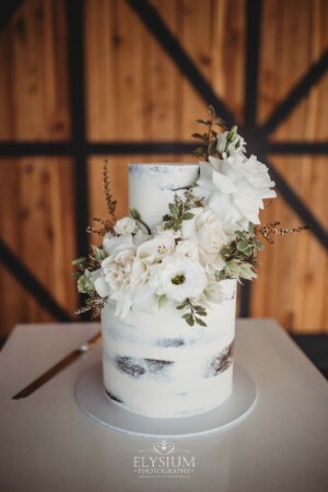 Wedding cake set up at Ottimo House in the Rosewood Room