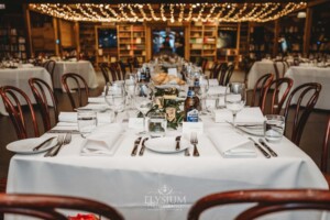 Wedding details showing the bridal table