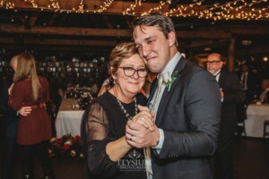 The groom shares a dance with him mum during the wedding reception at Bendooley