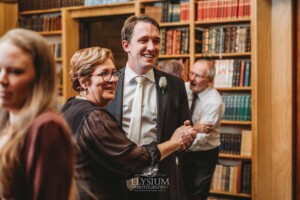 The groom shares a dance with him mum during the wedding reception at Bendooley